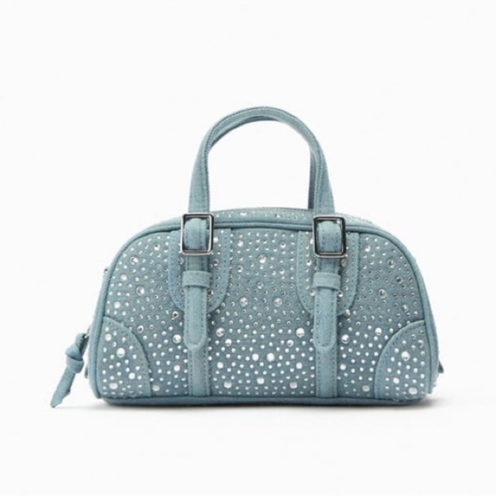 Zara Jean Material Bedazzled Crossbody Bag